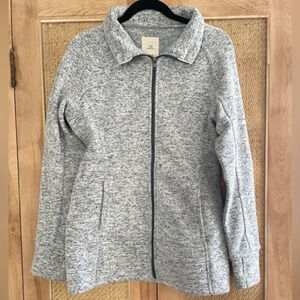 Thread & Supply Small Blue Grey Heathered Zip Up Jacket With Thumb Holes Running